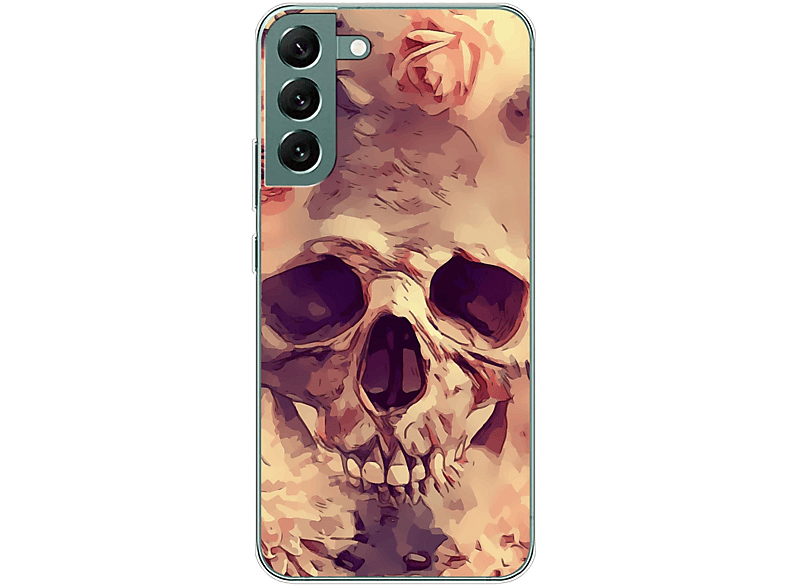 KÖNIG DESIGN Totenkopf S22 Samsung, Backcover, 5G, Blumen Galaxy Plus Case