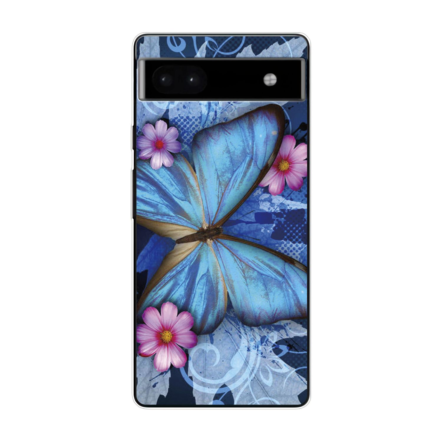DESIGN Google, KÖNIG Pixel 6A, Schmetterling Case, Backcover, Blau