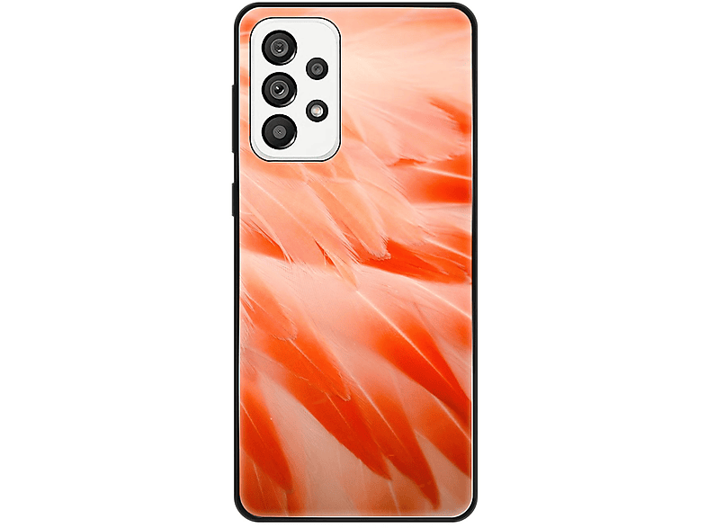 KÖNIG Case, 5G, A73 DESIGN Federn Flamingo Galaxy Samsung, Backcover,