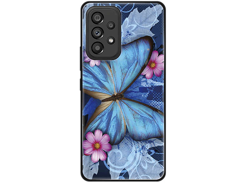 A53 Backcover, Schmetterling KÖNIG 5G, Samsung, Galaxy Blau Case, DESIGN
