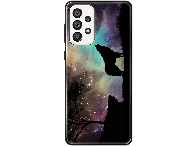 KÖNIG DESIGN Case, A73 Backcover, Samsung, Abendhimmel 5G, Wolf Galaxy