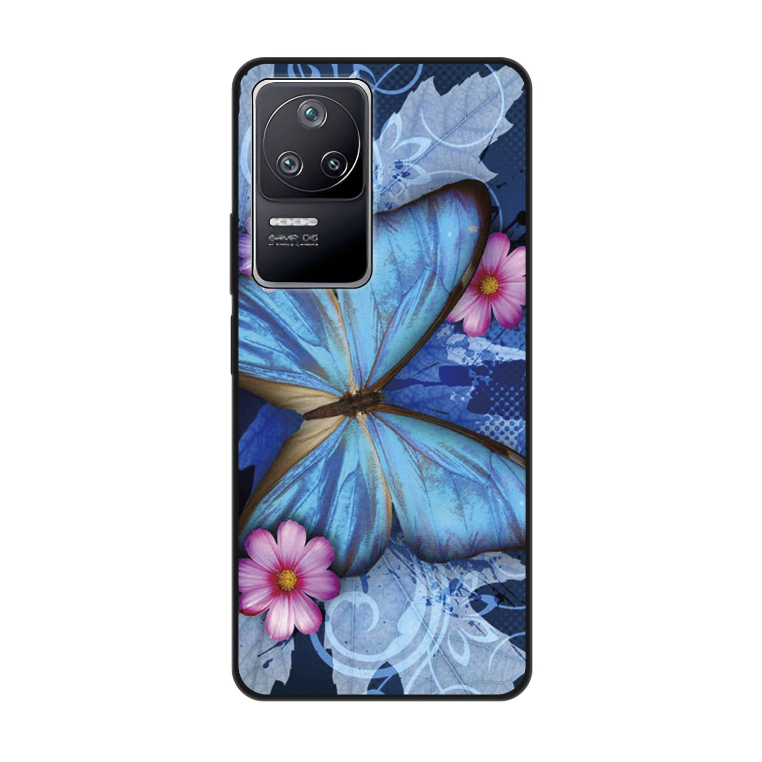 KÖNIG DESIGN Case, Blau Schmetterling Poco F4, Backcover, Xiaomi