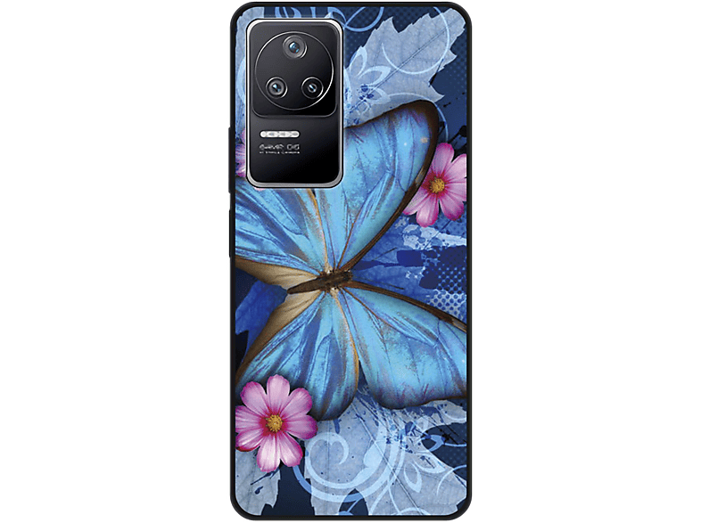 KÖNIG DESIGN Case, Backcover, Schmetterling Blau Poco F4, Xiaomi