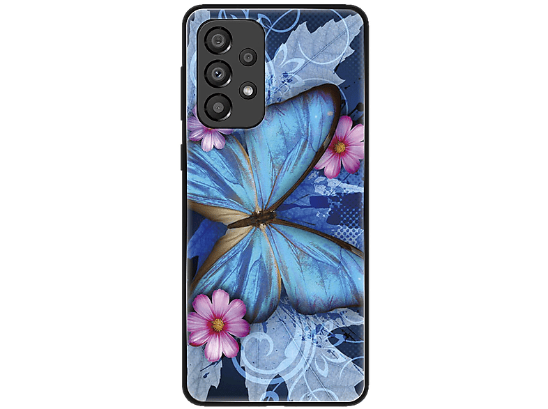 KÖNIG DESIGN Case, A33 Schmetterling Galaxy Backcover, Samsung, 5G, Blau