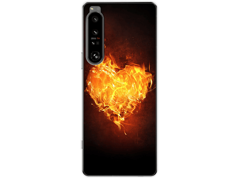 Case, Sony, Brennendes IV, Herz KÖNIG Backcover, DESIGN Xperia 1