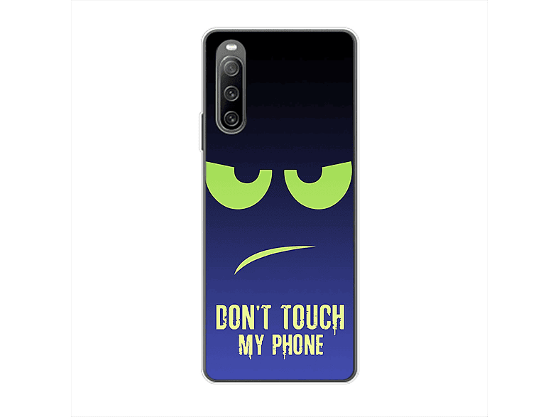 KÖNIG DESIGN Dont Touch Backcover, Xperia Grün Blau Case, My IV, Phone 10 Sony