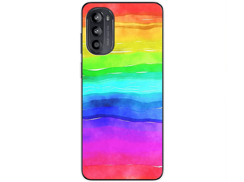 KÖNIG DESIGN Case, Backcover, Motorola, Moto G62, Regenbogen