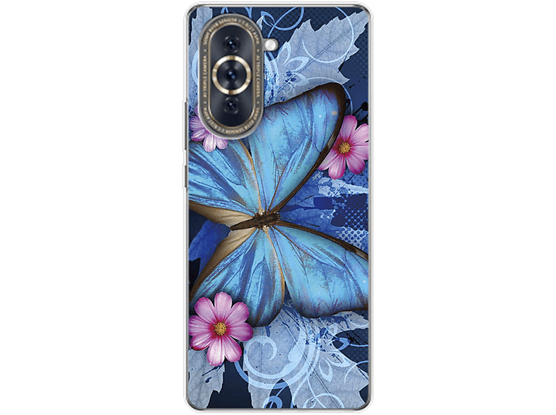 KÖNIG DESIGN Case, Backcover, Huawei, nova 10, Schmetterling Blau