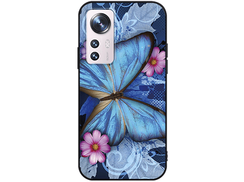KÖNIG DESIGN Case, Backcover, Xiaomi, 12 Pro, Schmetterling Blau
