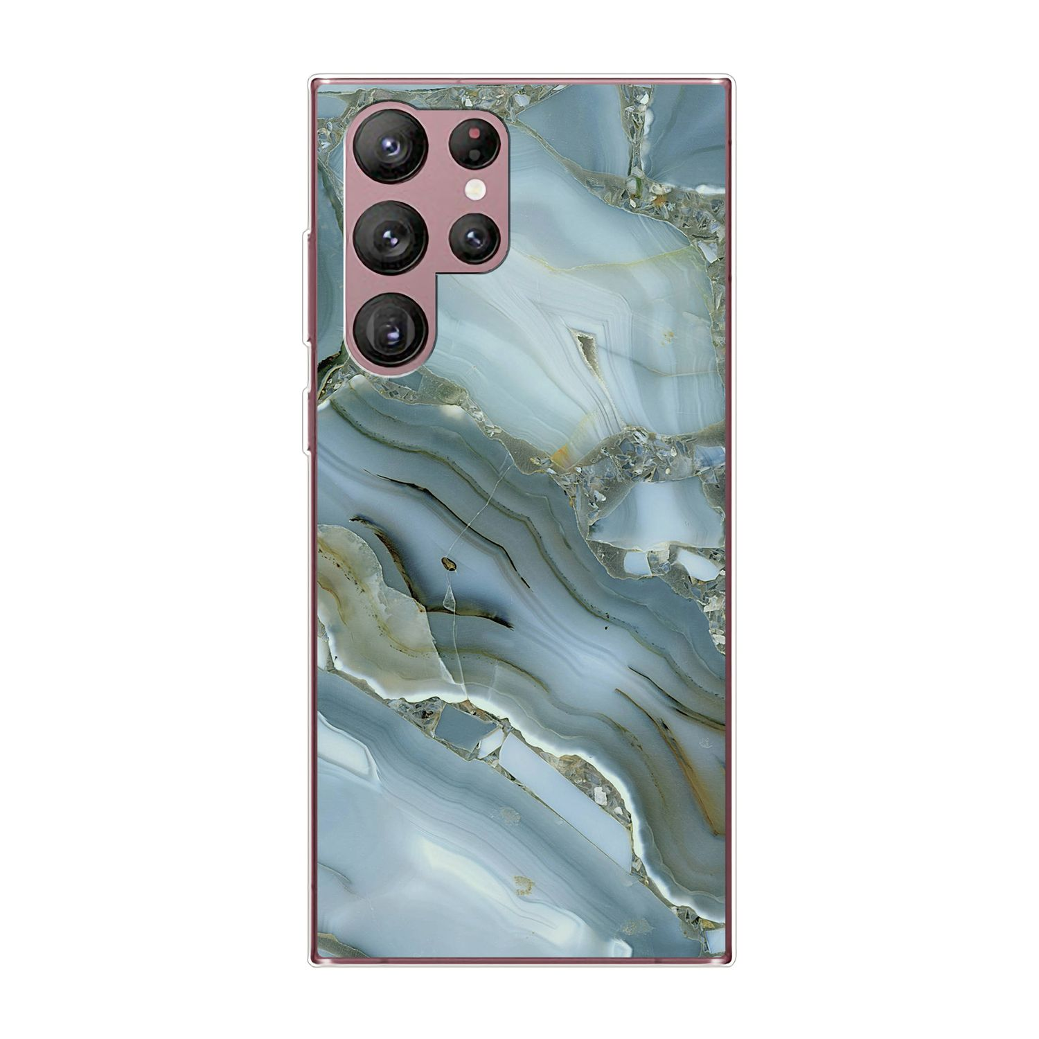 KÖNIG DESIGN Case, S22 Marmor Backcover, Blau Samsung, 5G, Galaxy Ultra
