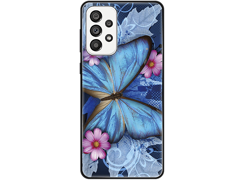 Samsung, Galaxy Blau 5G, Backcover, A73 Case, KÖNIG DESIGN Schmetterling