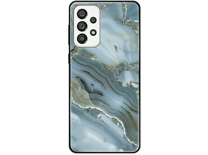 KÖNIG DESIGN Case, Blau Marmor Backcover, A73 5G, Galaxy Samsung