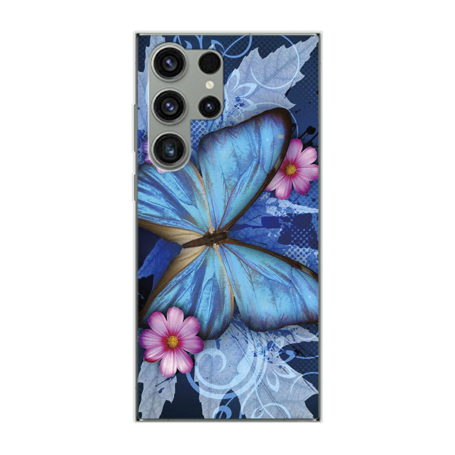 DESIGN KÖNIG Schmetterling Case, S23 Galaxy Blau Samsung, Backcover, Ultra,