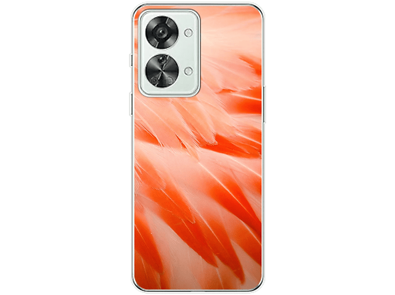 2T, Nord KÖNIG Backcover, Case, OnePlus, Federn DESIGN Flamingo