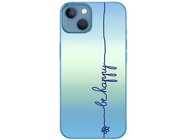 KÖNIG DESIGN Case, Backcover, Blau Be iPhone Happy 14 Apple, Plus