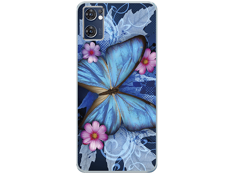 KÖNIG DESIGN Case, Backcover, Oppo, Find Schmetterling Lite, Blau X5