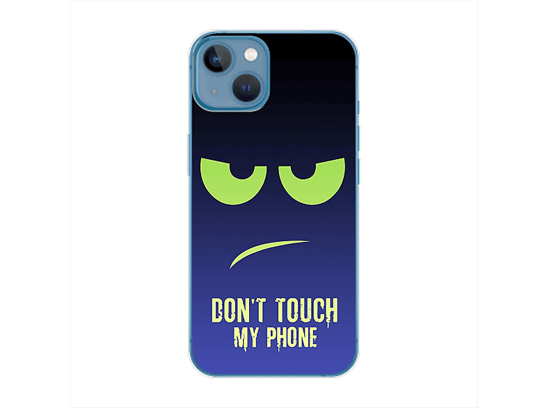 KÖNIG DESIGN Case, Backcover, Apple, iPhone 14 Plus, Dont Touch My Phone Grün Blau