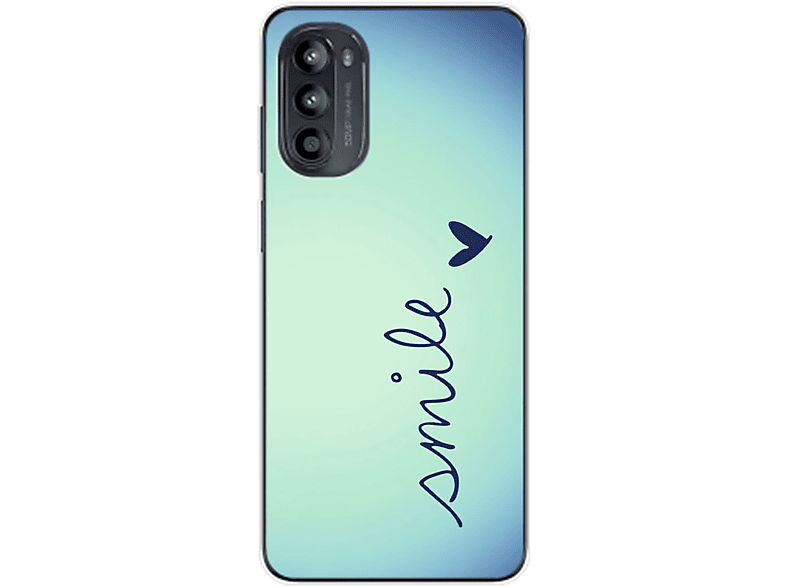 KÖNIG DESIGN Case, Moto Motorola, Blau G62, Backcover, Smile