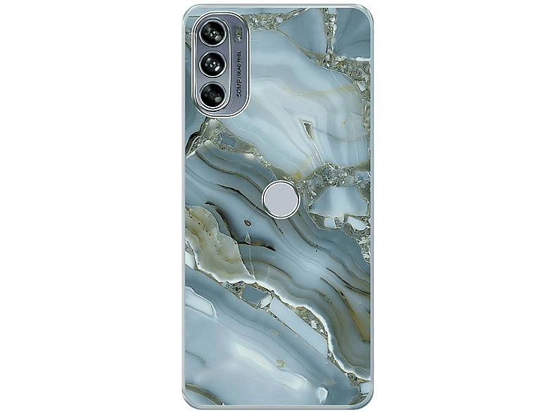 KÖNIG DESIGN Pro, 30 Case, Motorola, Backcover, Marmor Moto Edge Blau