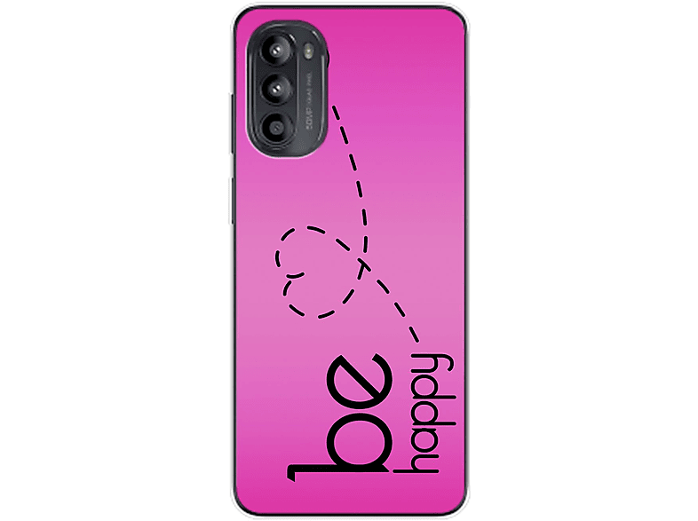 KÖNIG DESIGN Case, Backcover, Motorola, Moto G62, Be Happy Pink