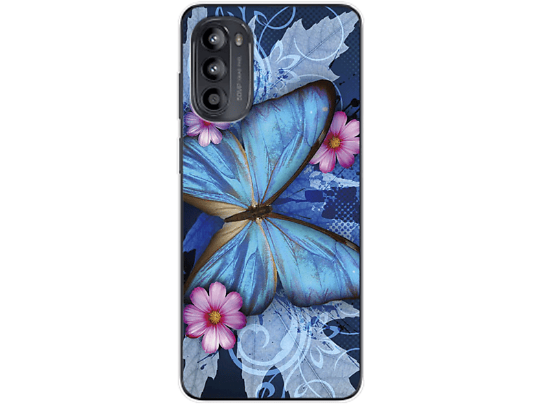 G62, Case, Schmetterling Motorola, Backcover, Moto DESIGN KÖNIG Blau