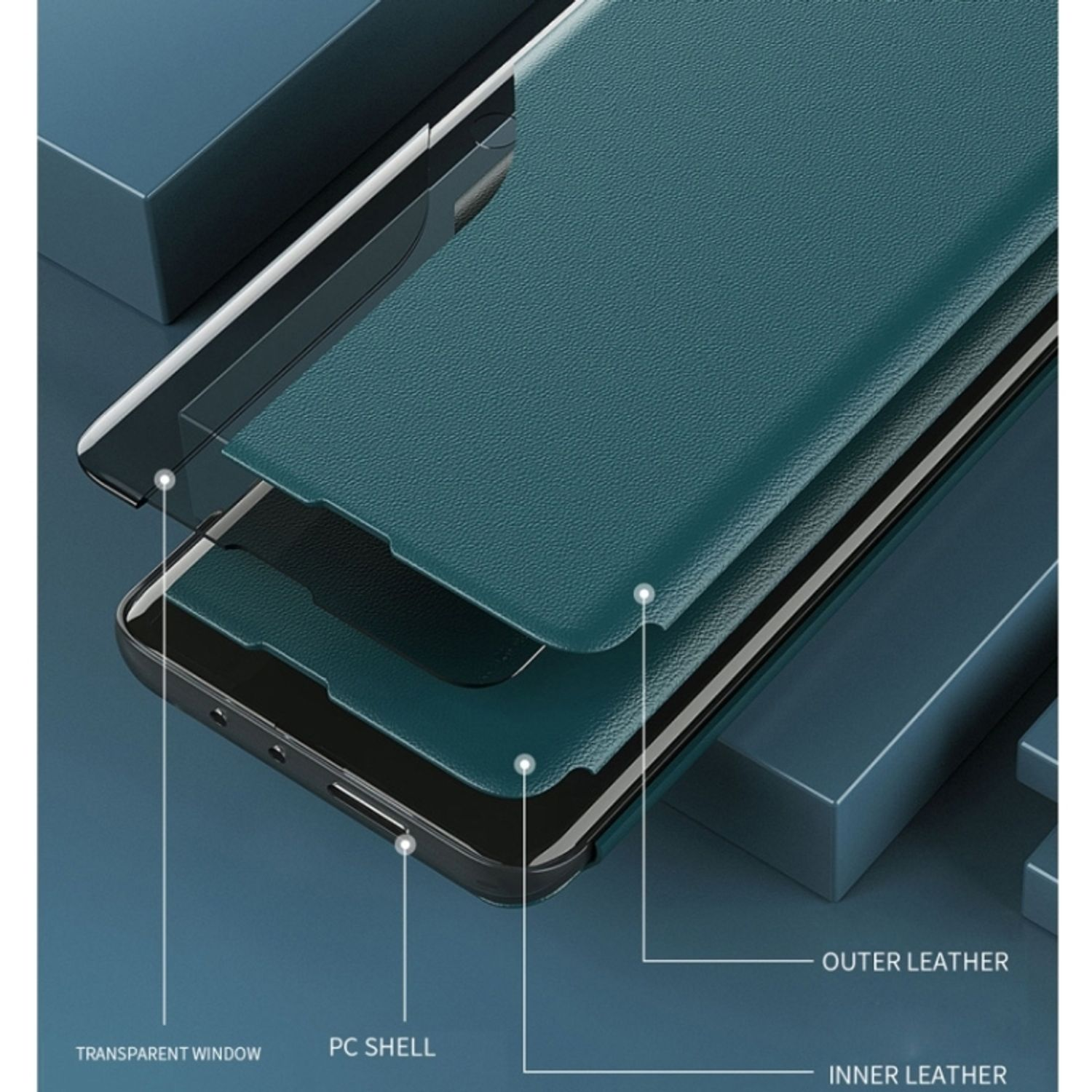 KÖNIG DESIGN Plus, S23 Bookcover, Book Galaxy Case, Samsung, Blau