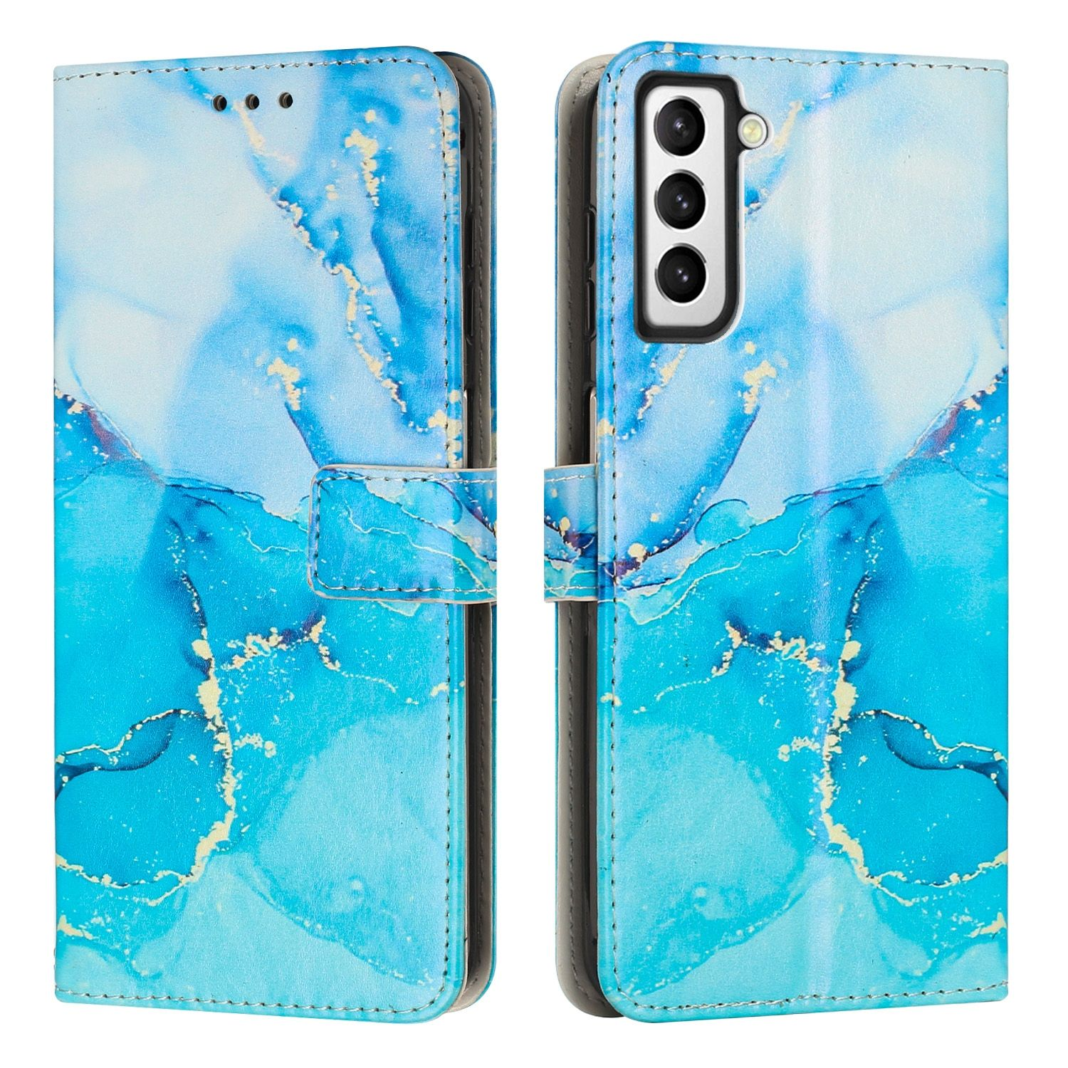 KÖNIG DESIGN Book Blau Case, Grün Bookcover, S23 Plus, Galaxy Samsung