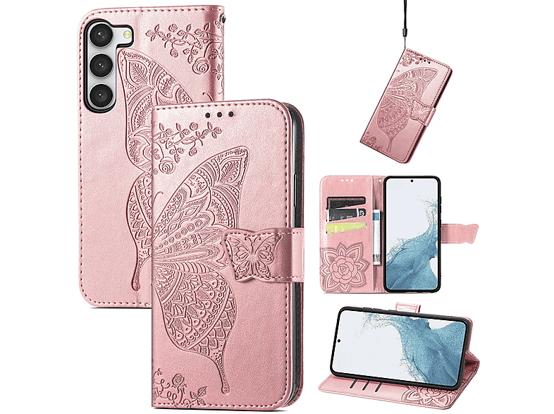 KÖNIG DESIGN Book Bookcover, Samsung, Gold Case, Ultra, S23 Galaxy Rose