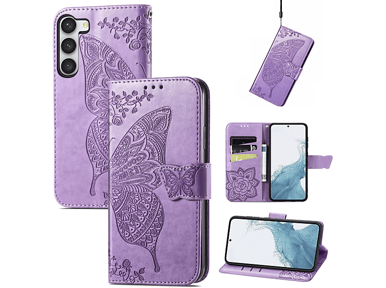 Plus, Galaxy Samsung, Book DESIGN S23 KÖNIG Case, Bookcover, Lavendel