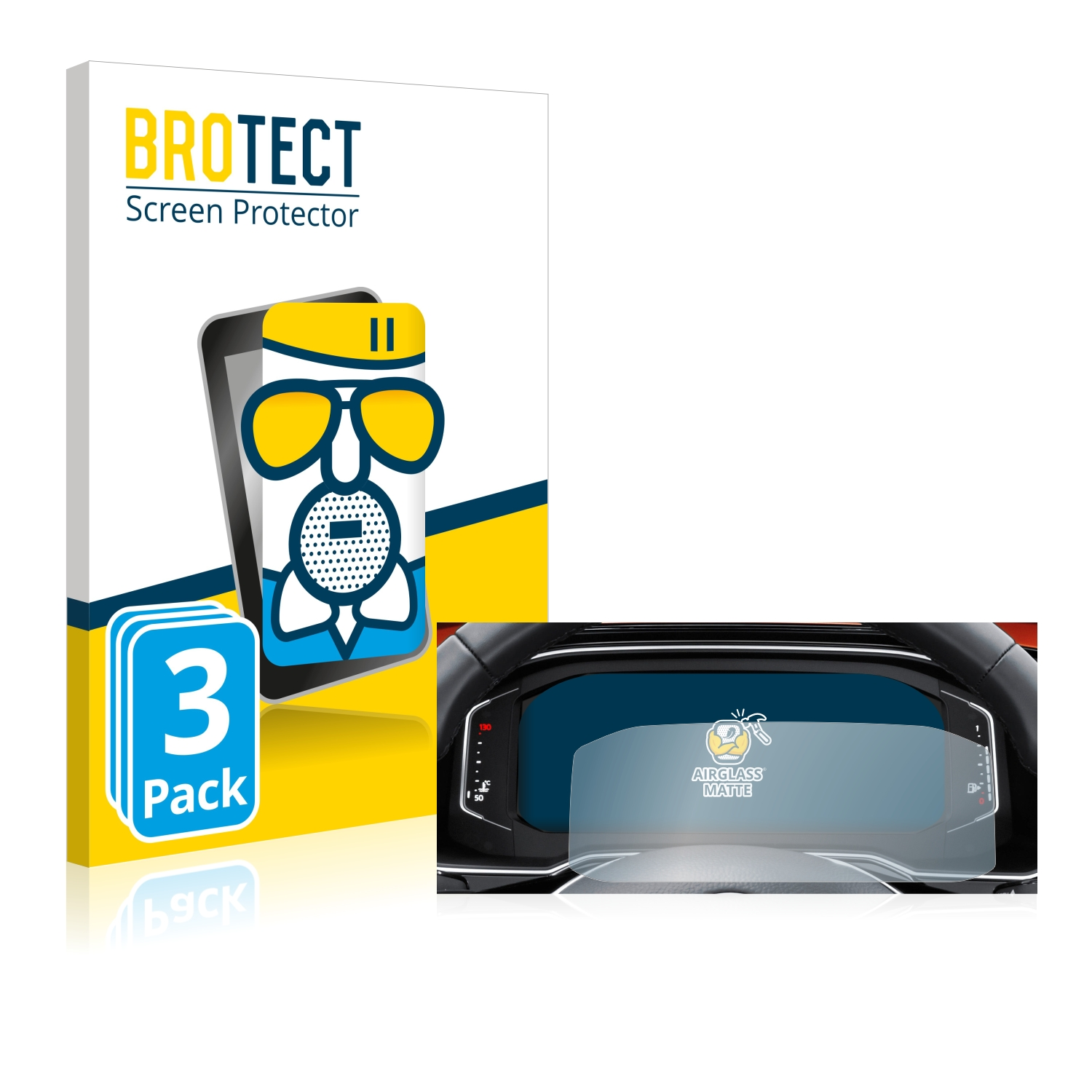 BROTECT 3x Airglass matte Schutzfolie(für Volkswagen Tiguan Cockpit Pro) Digital 2021