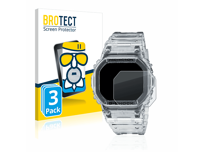 BROTECT 3x G-Shock Casio Schutzfolie(für matte DW-5600SKE-7) Airglass