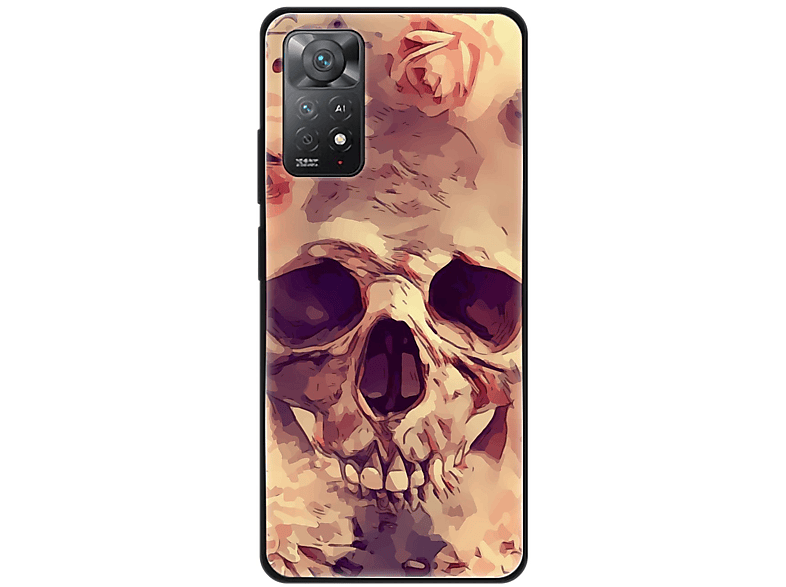 KÖNIG DESIGN 11E Redmi Blumen Note Case, Totenkopf Xiaomi, Pro, Backcover