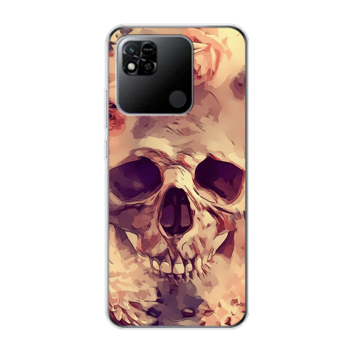 Case, Blumen Redmi KÖNIG Xiaomi, DESIGN 10A, Backcover, Totenkopf