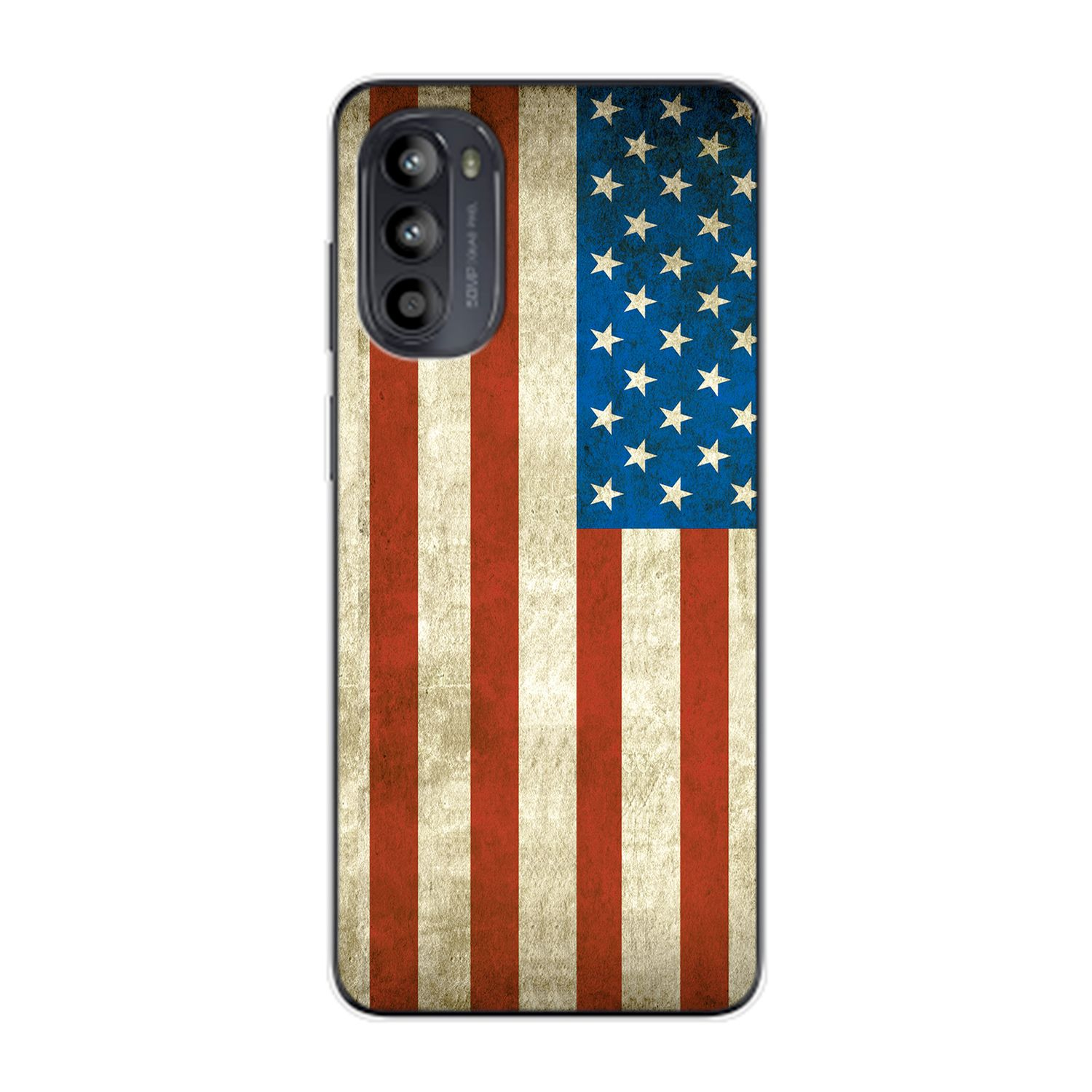 KÖNIG Case, Motorola, G62, Flagge DESIGN Backcover, Moto USA