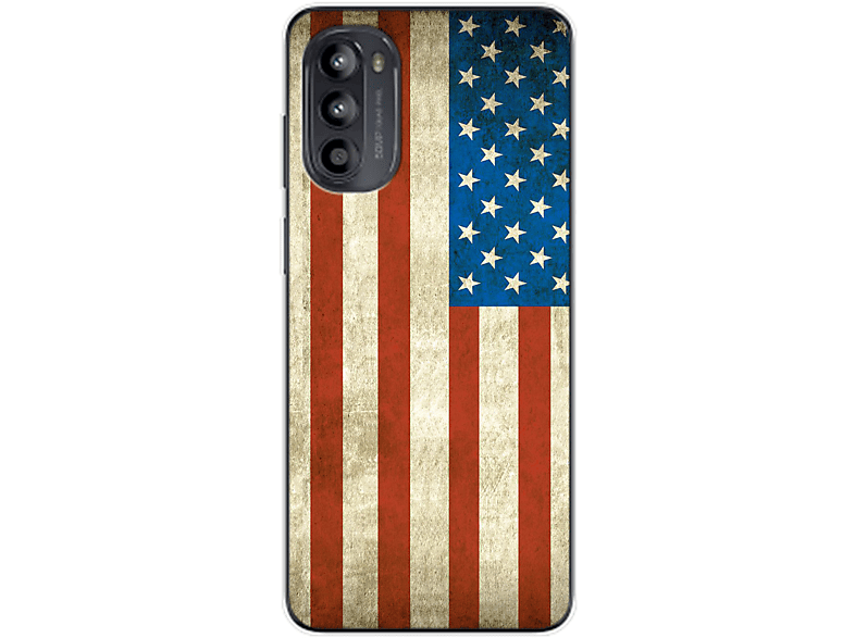 KÖNIG DESIGN Case, Backcover, Motorola, Moto G62, USA Flagge