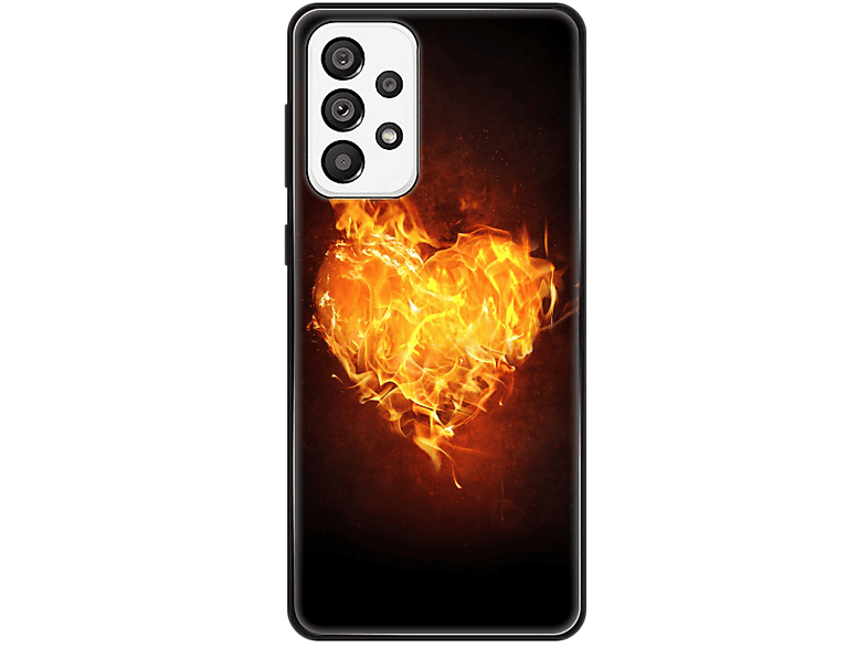 KÖNIG DESIGN Case, Backcover, Samsung, Galaxy A73 5G, Brennendes Herz