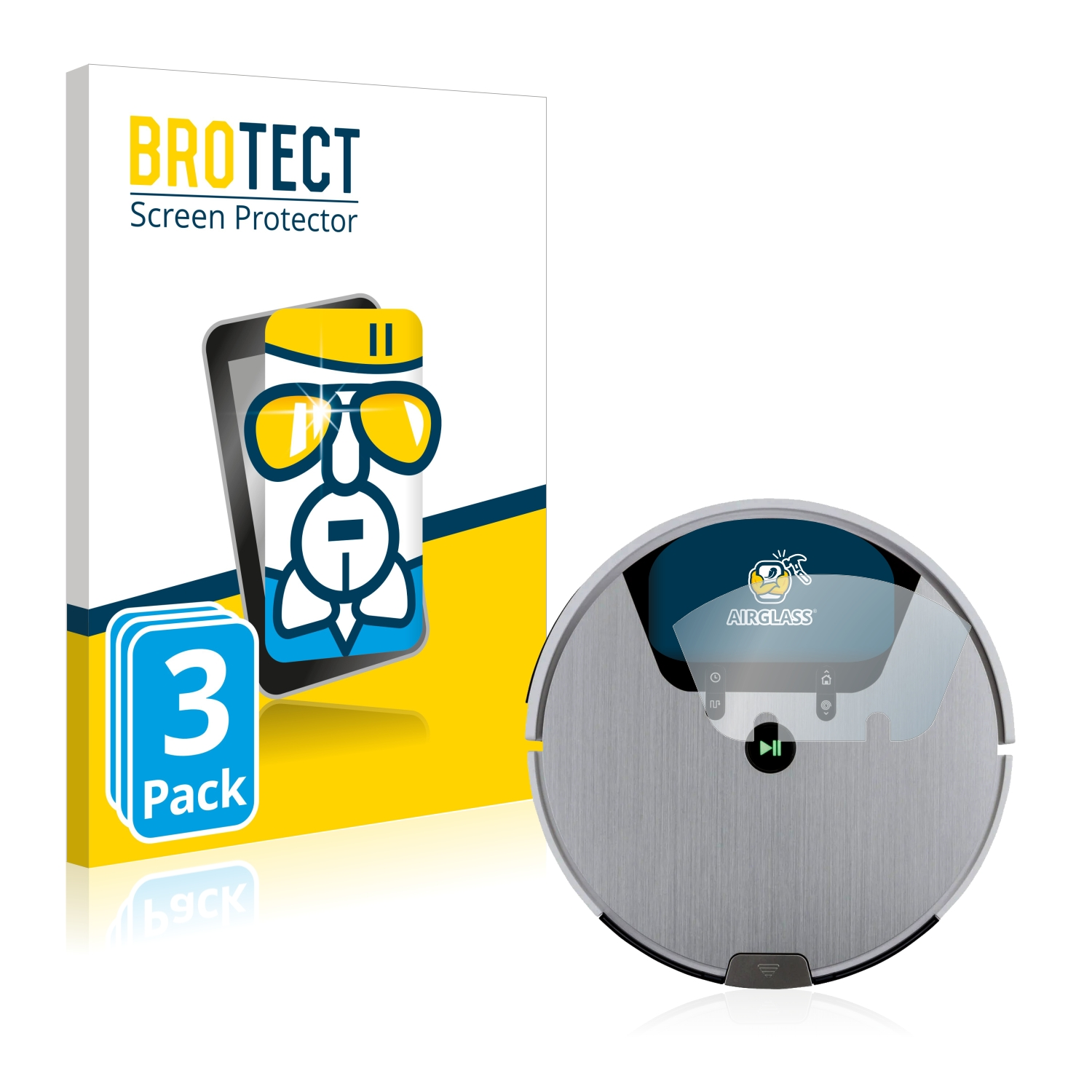 BROTECT 3x Airglass klare Schutzfolie(für Saugroboter SilverCrest SSRA1)