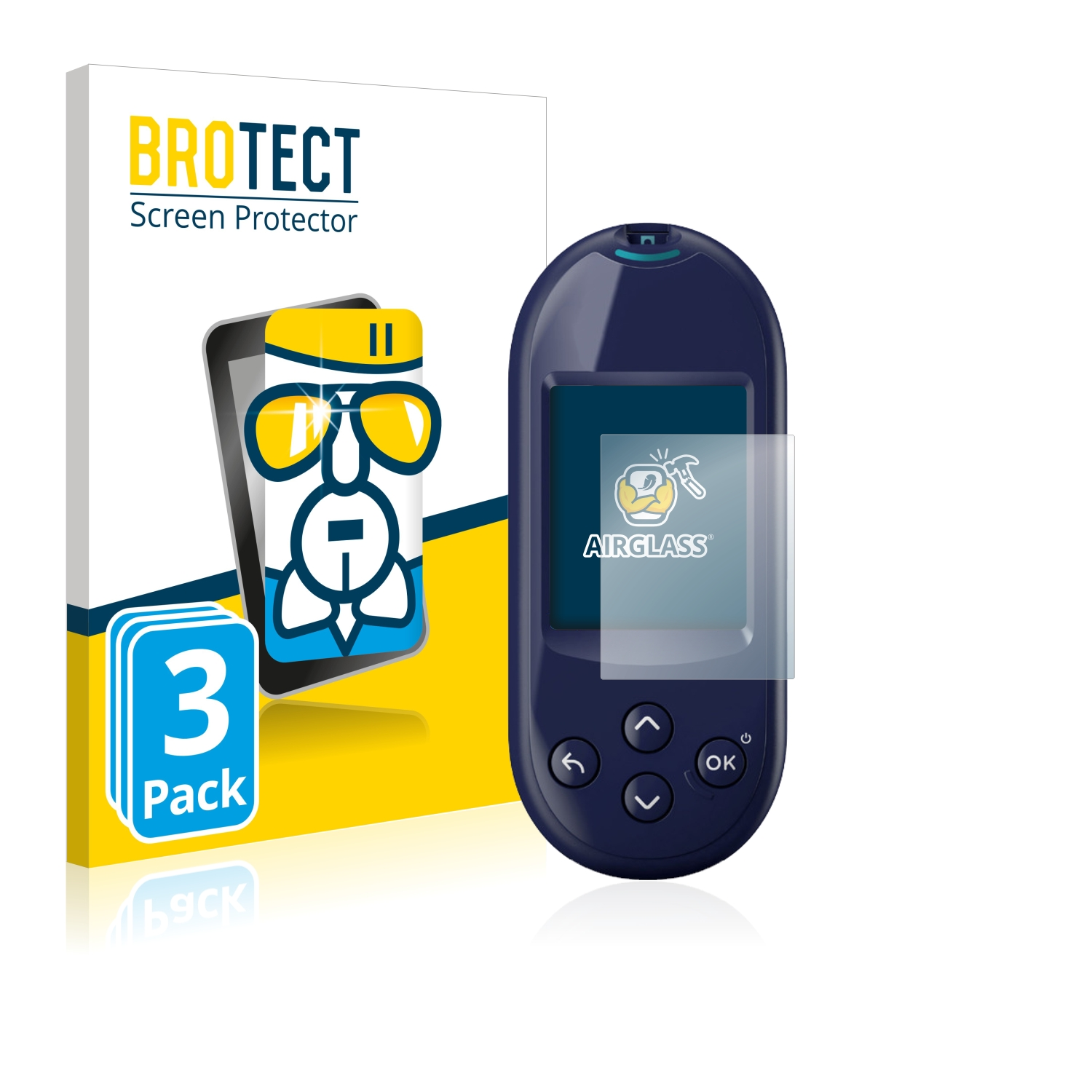 BROTECT 3x Airglass klare Schutzfolie(für OneTouch Ultra Reflect) LifeScan Plus