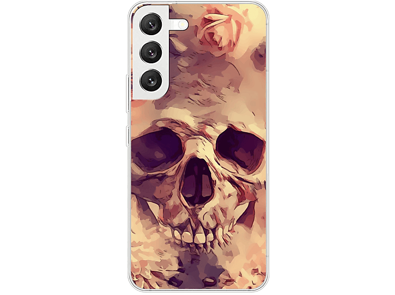 Samsung, Backcover, Totenkopf 5G, Case, S22 DESIGN Galaxy KÖNIG Blumen