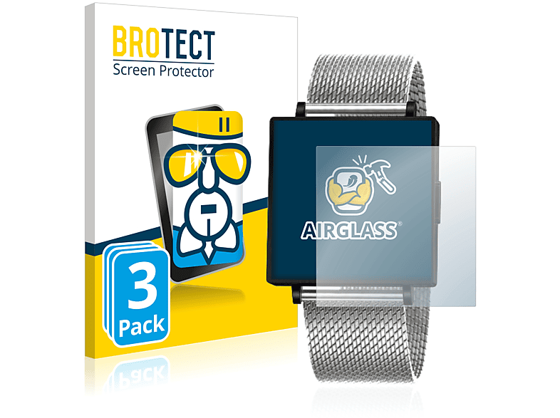 BROTECT 3x Airglass klare Schutzfolie(für Qlocktwo W39) | Smartwatch Schutzfolien & Gläser