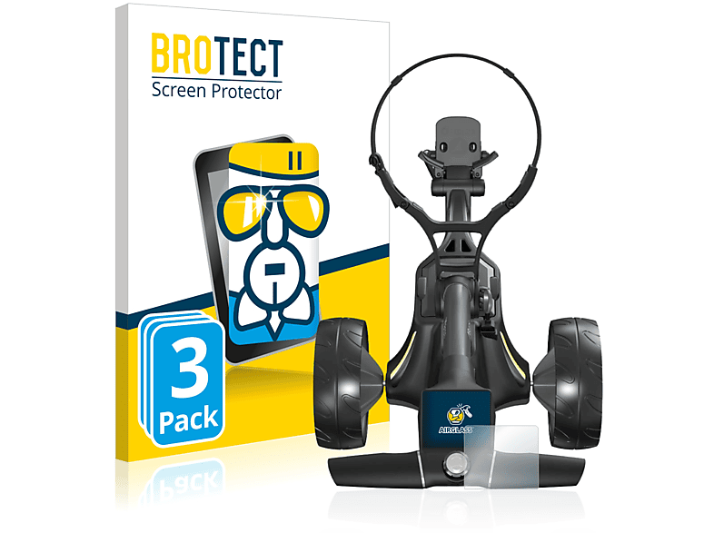 BROTECT 3x Airglass klare Schutzfolie(für Motocaddy M3 GPS Electric Trolley (2022))