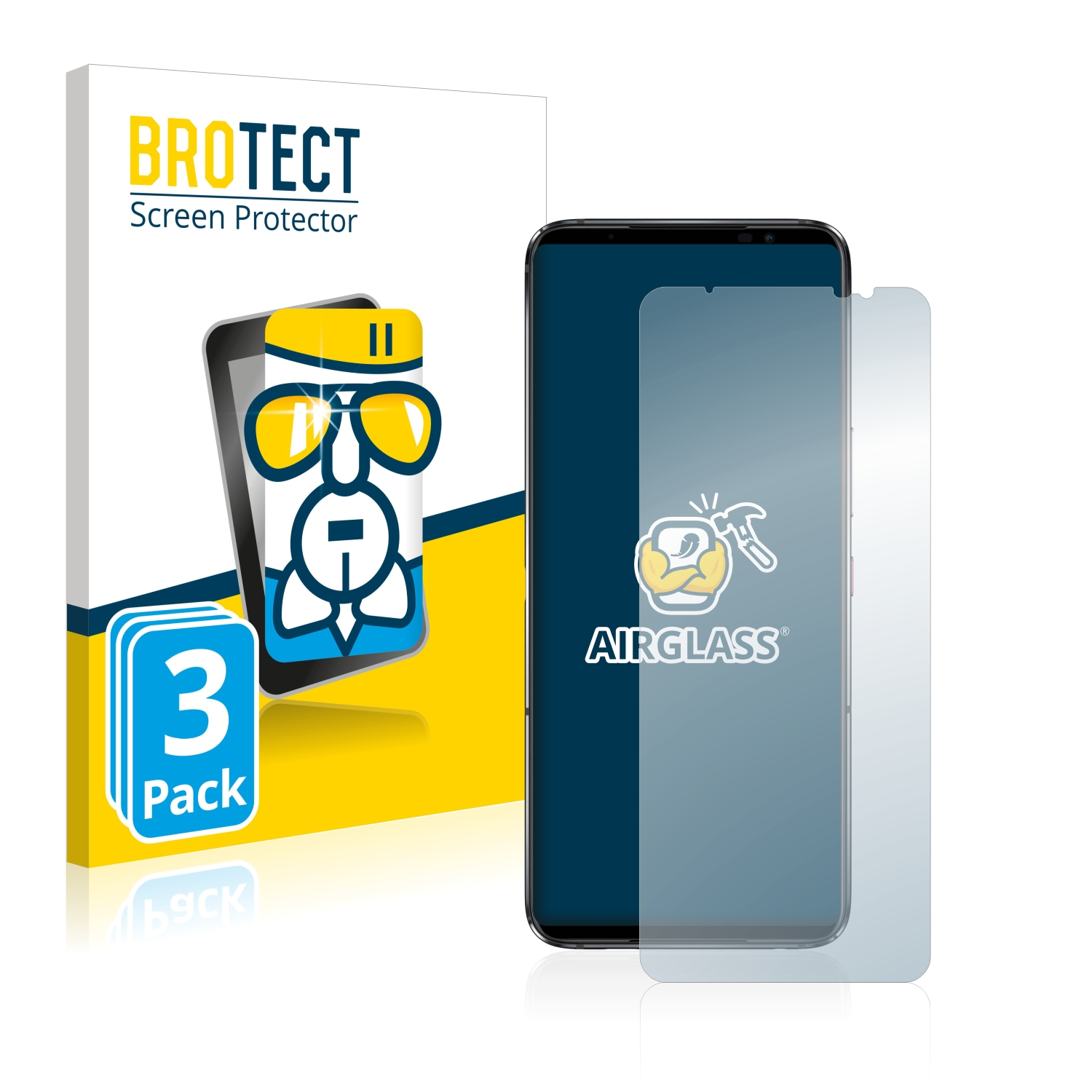 6) BROTECT Phone Airglass klare ROG ASUS 3x Schutzfolie(für