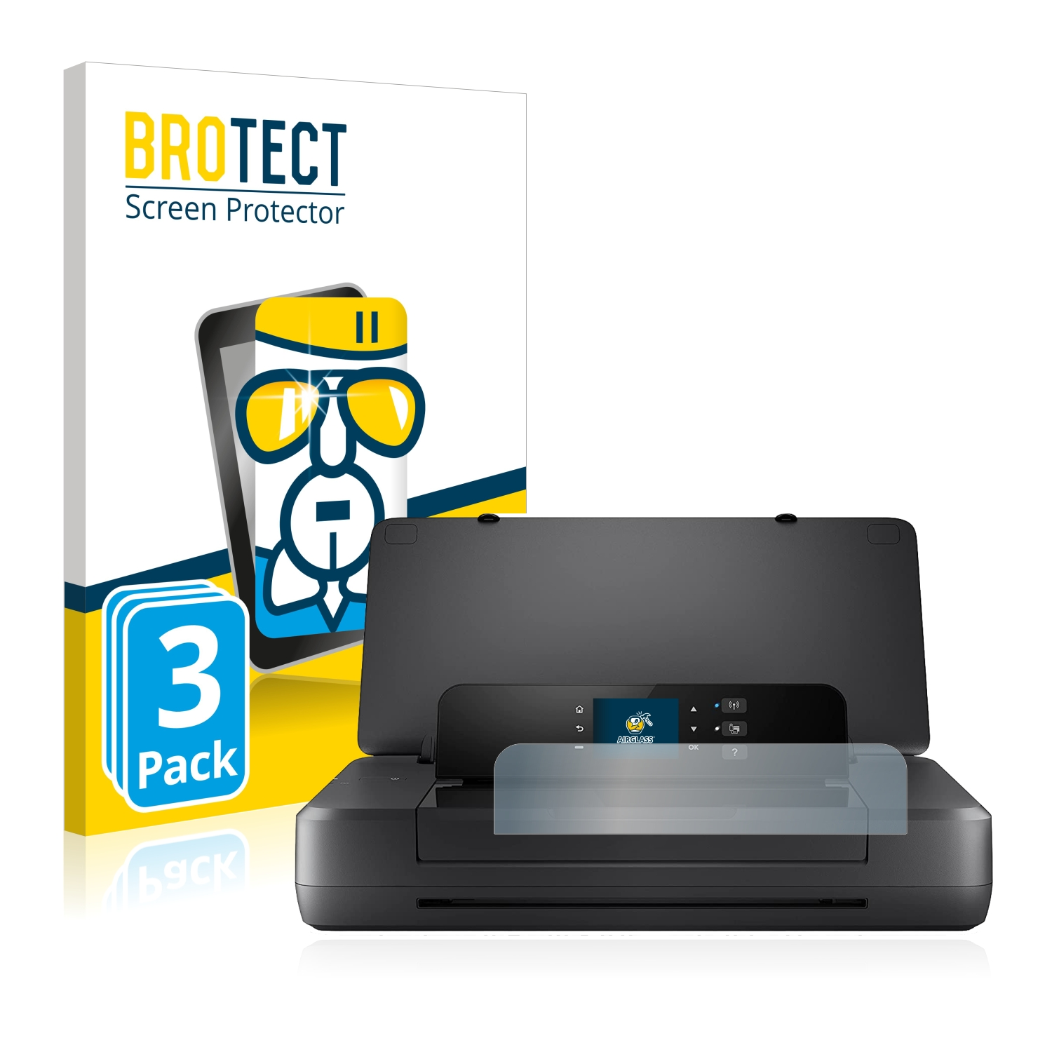 BROTECT 3x Airglass klare Schutzfolie(für HP 200) OfficeJet