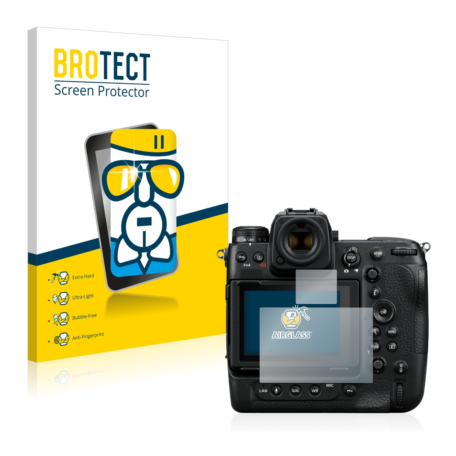 BROTECT Airglass klare Schutzfolie(für Nikon 9 Z + (Display Schulterdisplay))