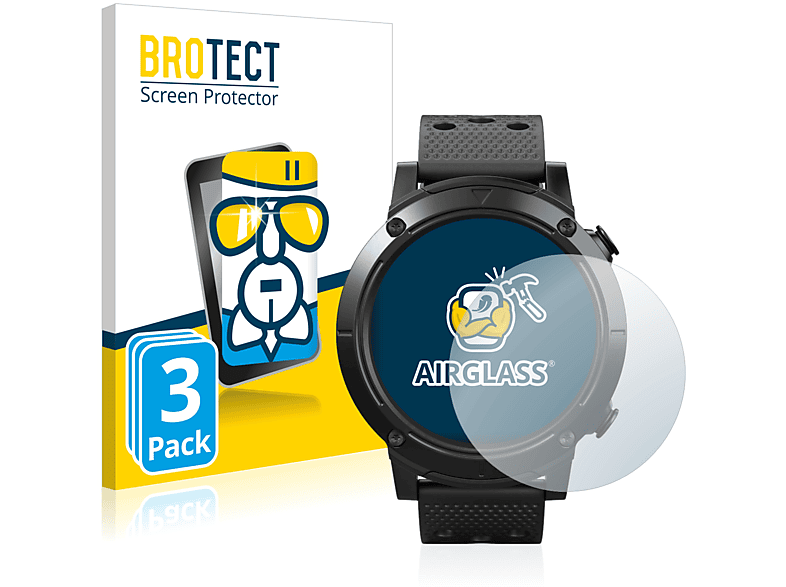 BROTECT 3x Airglass klare Schutzfolie(für SilverCrest Smartwatch Sport)