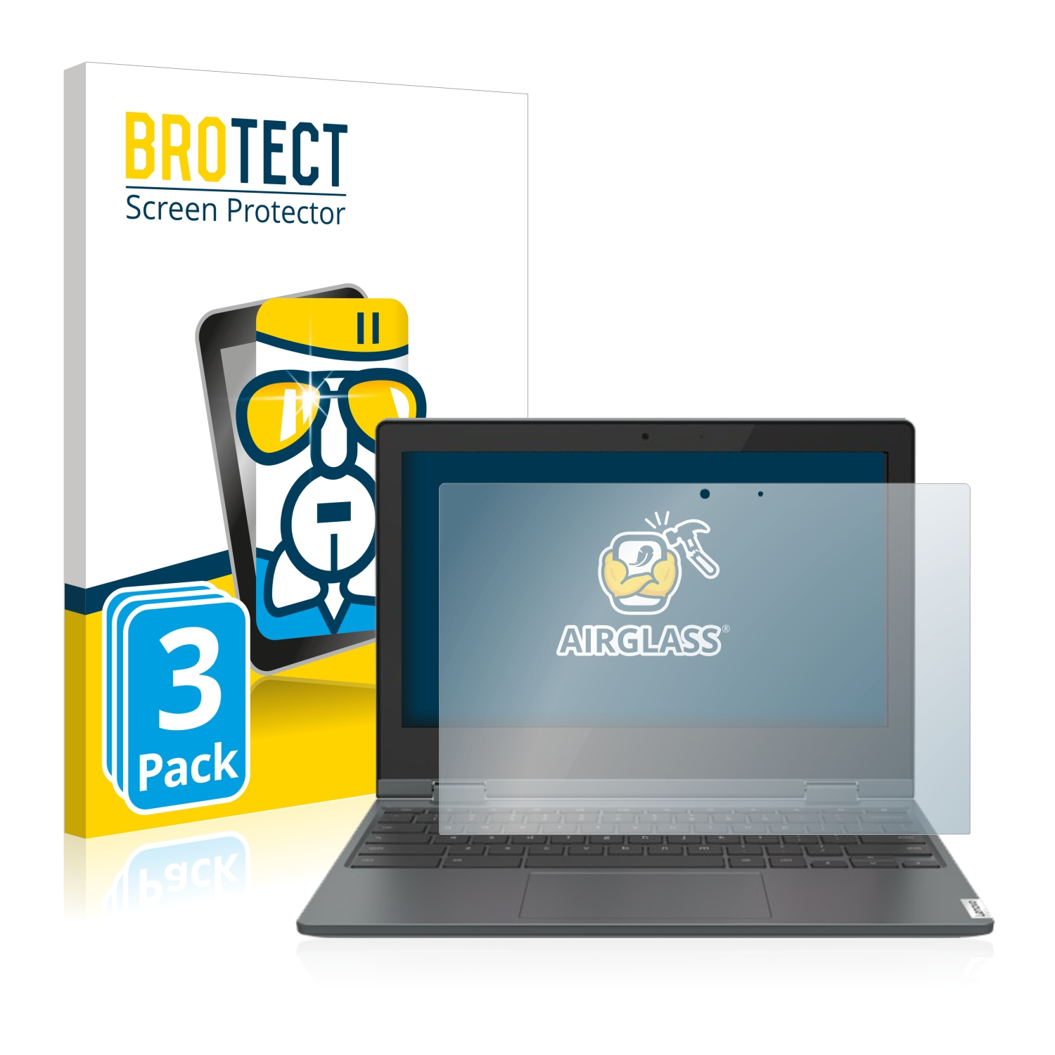 BROTECT 3x Airglass klare Schutzfolie(für IdeaPad 3 Lenovo 11IGL05) Flex Chromebook