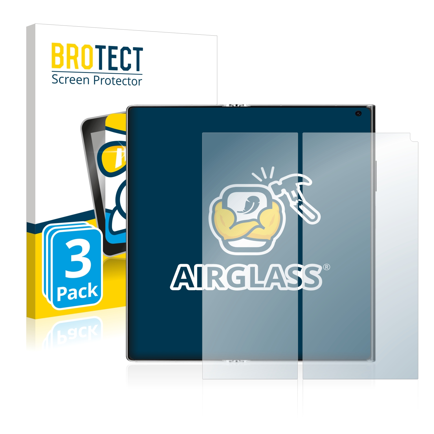 3x 2) Airglass Huawei BROTECT Schutzfolie(für Mate Xs klare