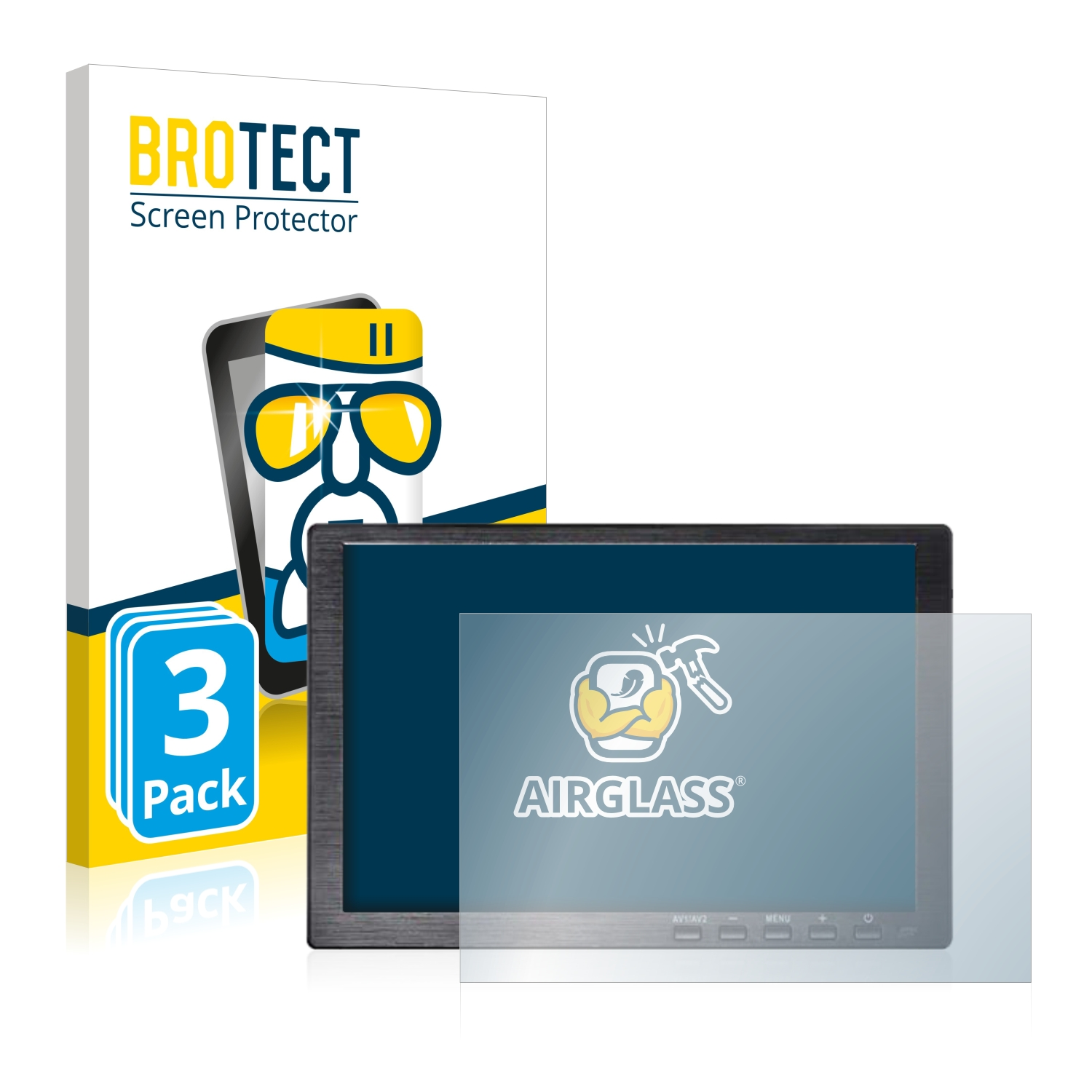 Airglass BROTECT klare Kenowa 3x LED Schutzfolie(für Portable TFT (10.1\