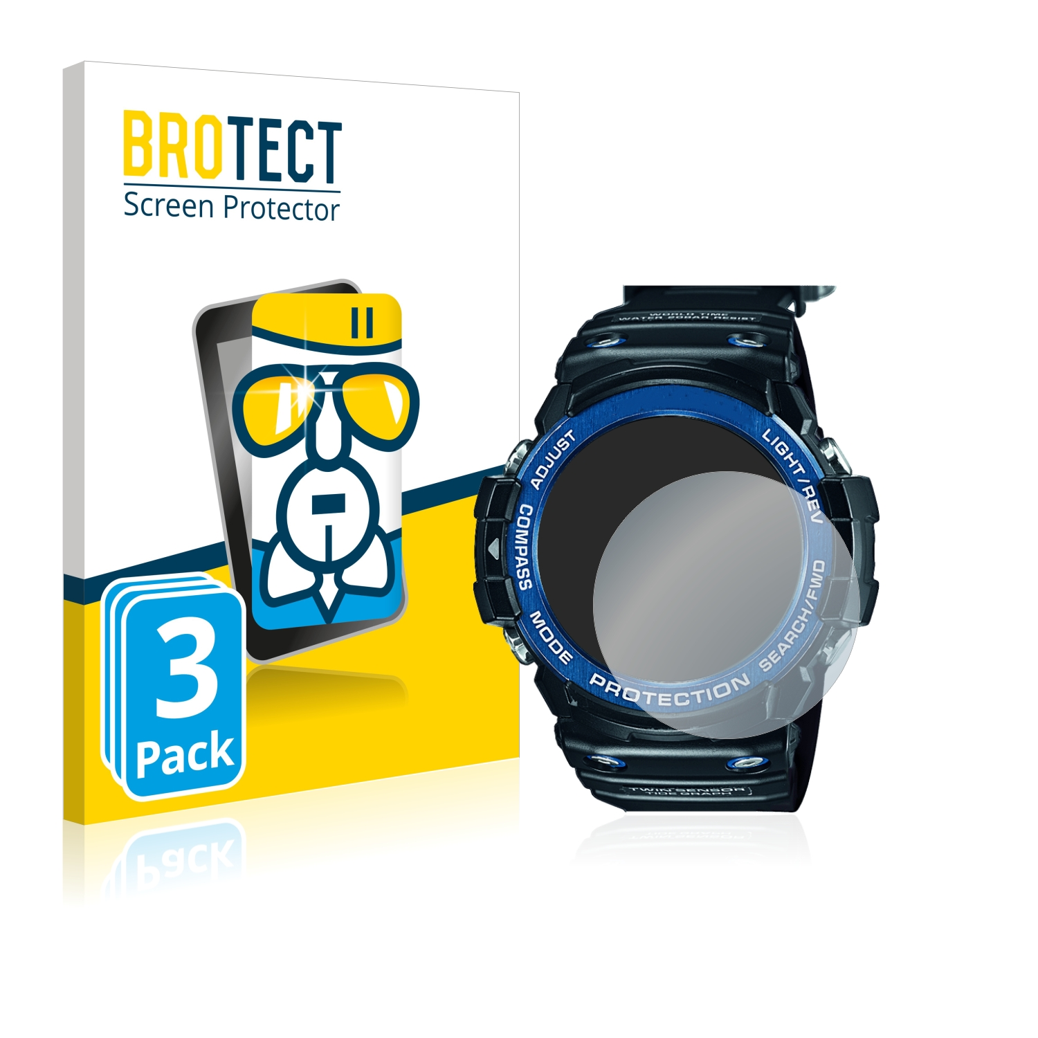 BROTECT 3x Airglass klare Schutzfolie(für Casio GN-1000B) G-Shock