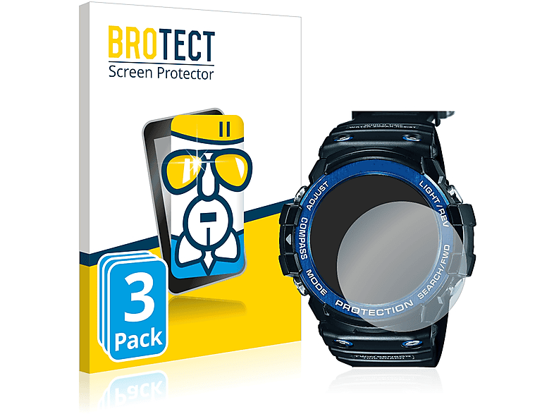 BROTECT 3x Airglass klare Schutzfolie(für Casio GN-1000B) G-Shock
